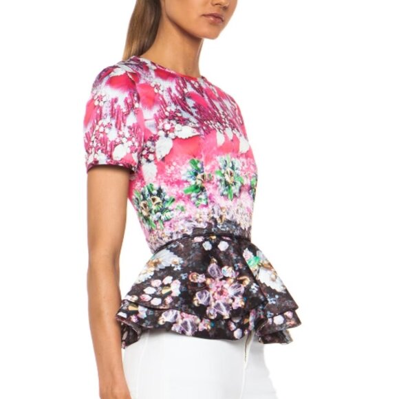 Mary Katrantzou Pompei Pink Floral Print Crew Neck Blouse Size: M (Orig. $1690) - Picture 3 of 8